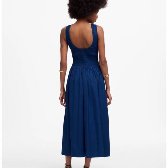 NWOT Madewell The Melody Scoopback Smocked Midi Dress In Blue Moon Size XS - Picture 2 of 8